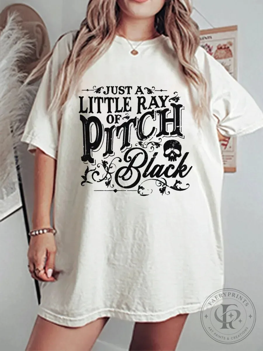 Just A Little Ray Of Pitch Black Skull Graphic Oversized T-Shirt